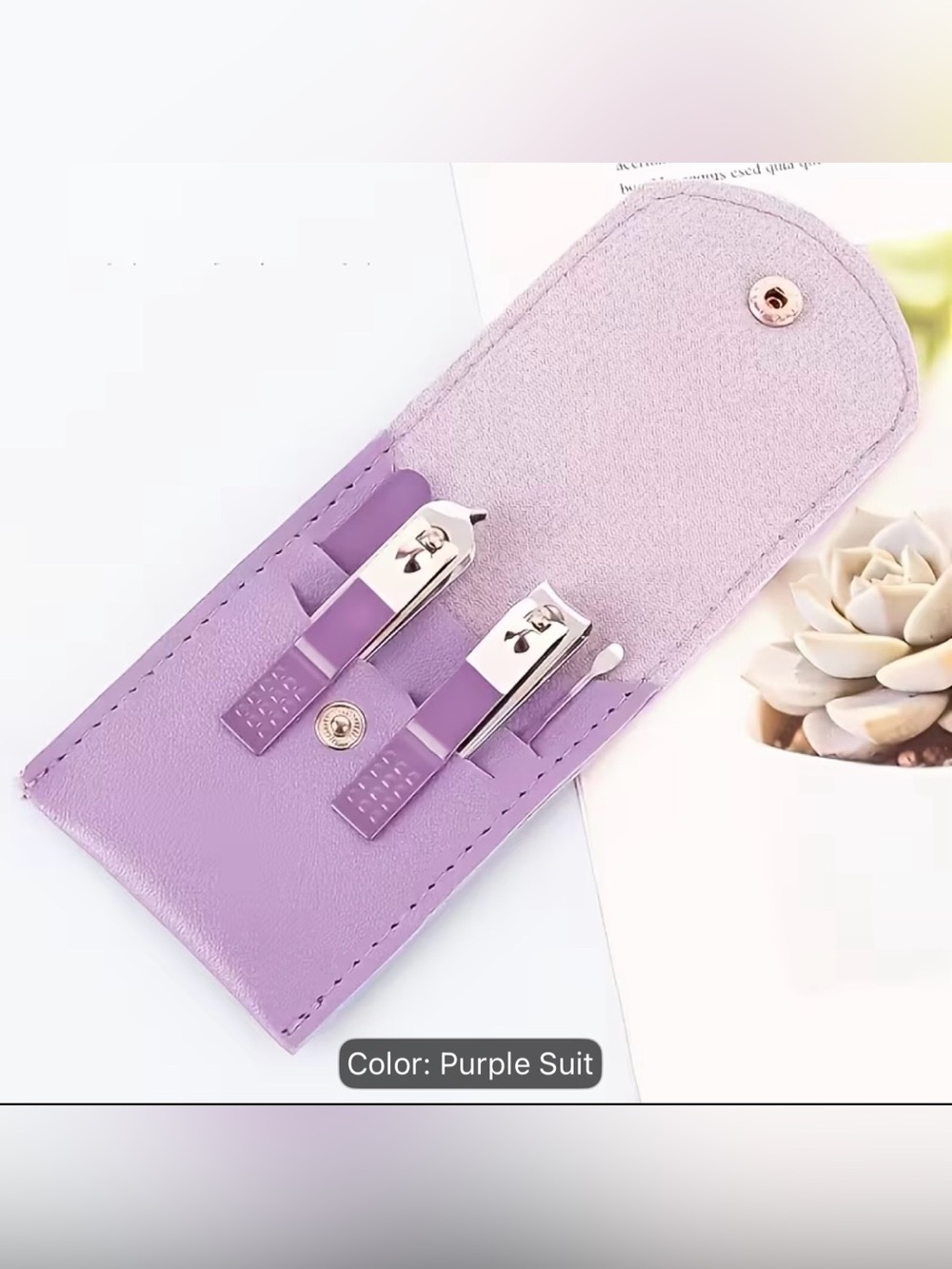 4 pc PURPLE Manicure Set Wallet - Compact Nail Care Kit
